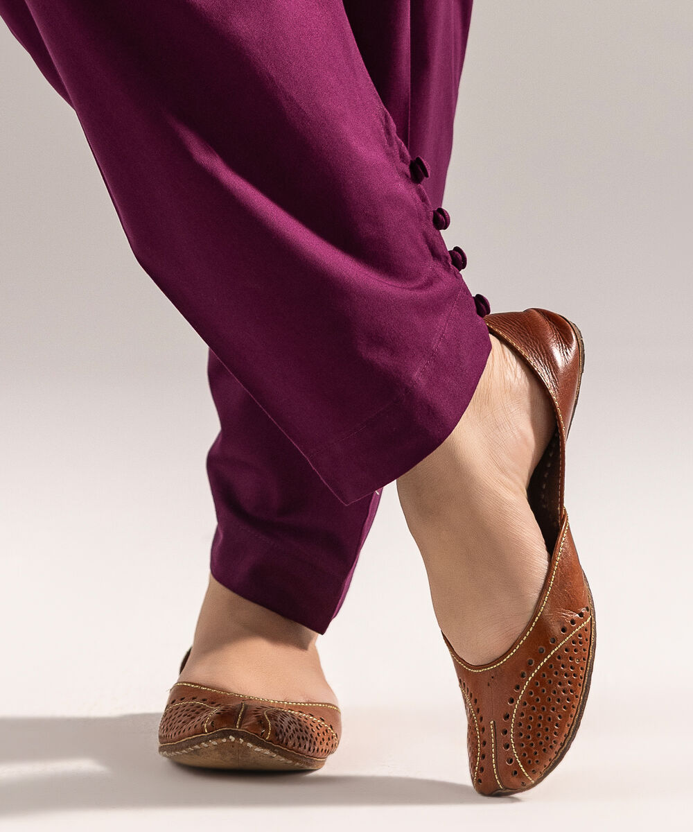 Women's RTW Cambric Solid Purple Skinny Shalwar