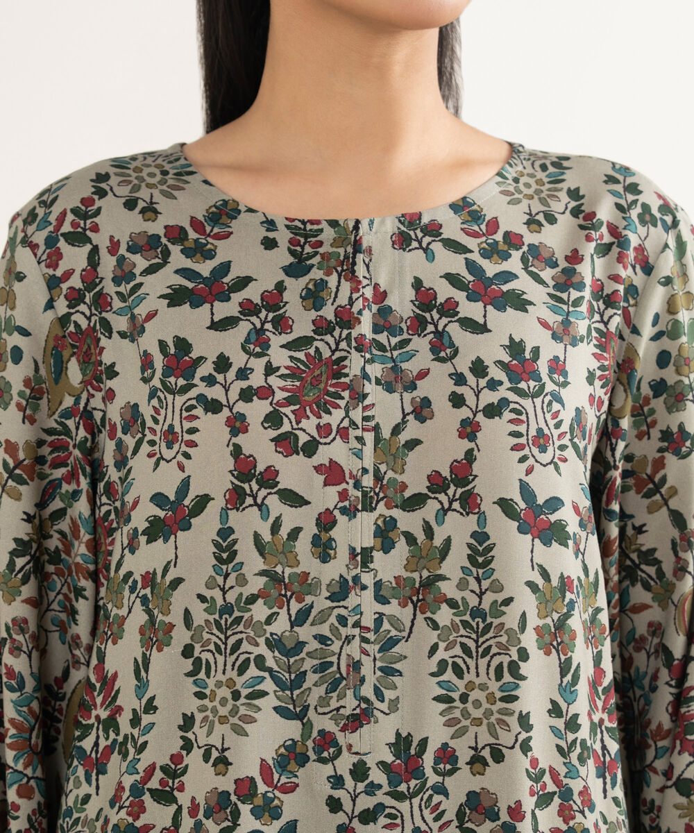 Women's RTW Linen Printed Green 2 Piece Suit