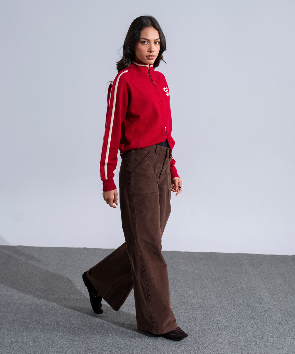 Women's Western Wear Brown Cotton Corduroy Wide Leg Pants