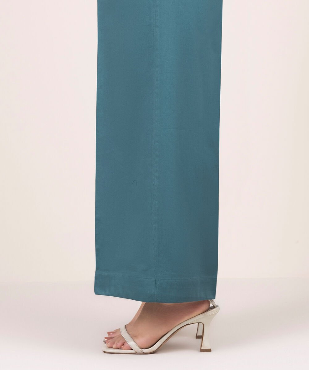 Women's RTW Cambric Solid Blue Culottes