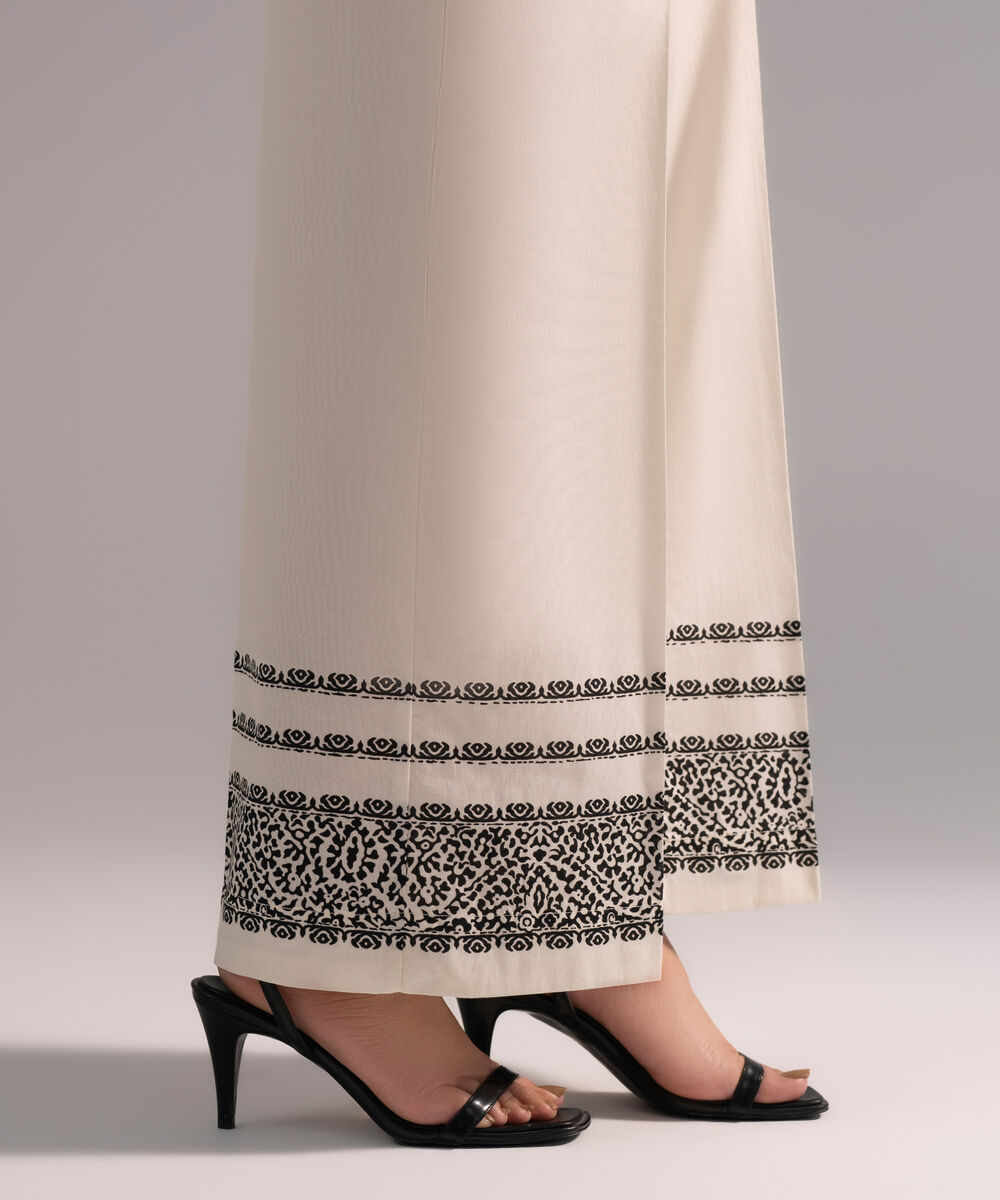 Women's RTW Cambric Printed Beige Culottes