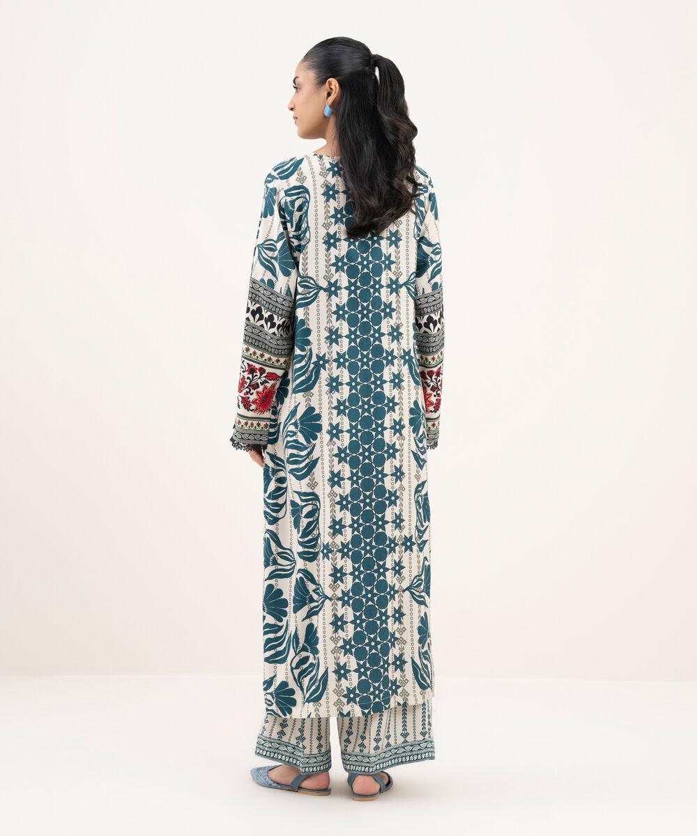 Women's RTW Viscose Linen Printed Straight Off White Shirt