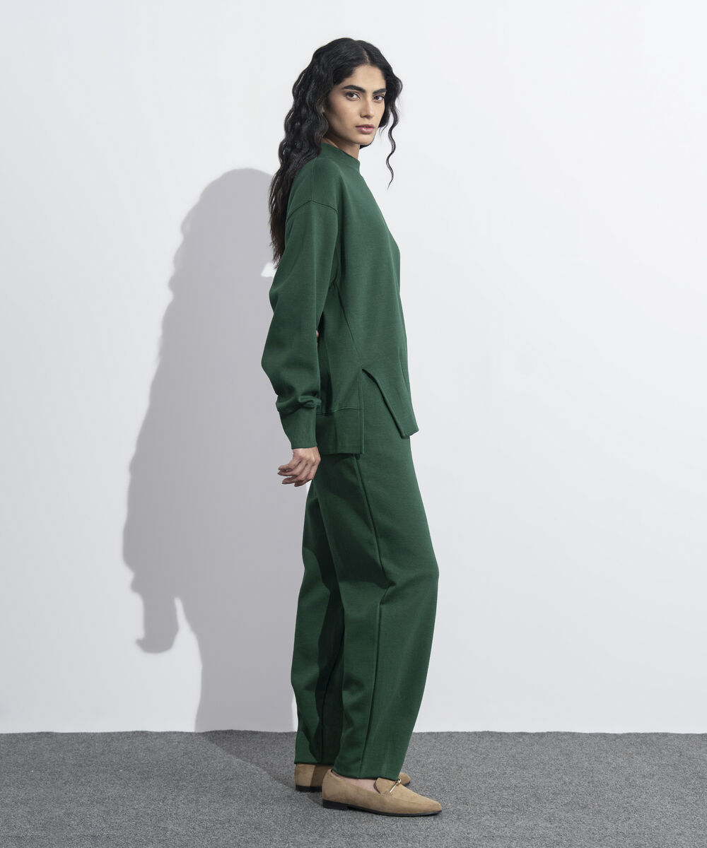 Women's Western Wear Green Sweatshirt With Slits