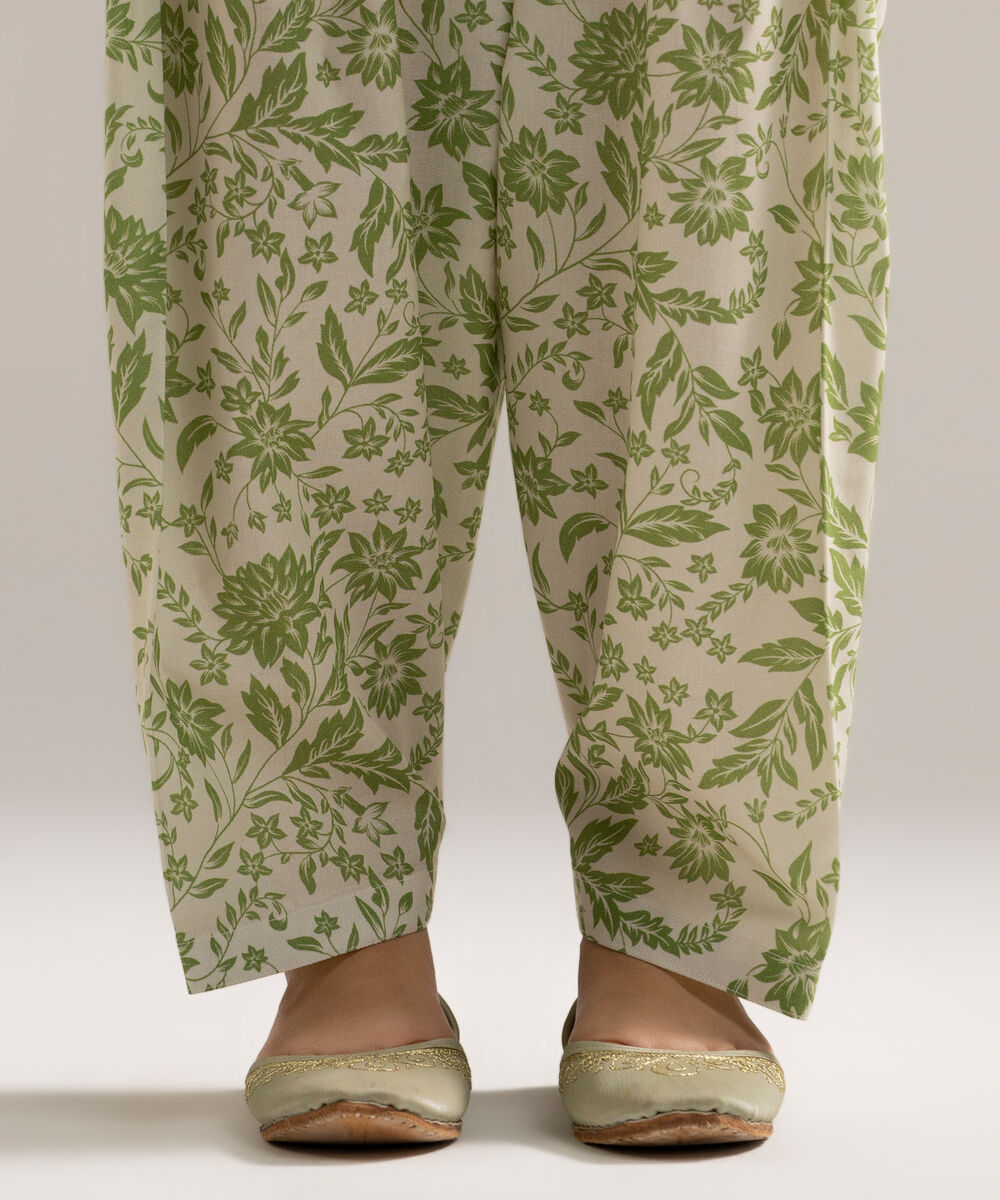 Women's RTW Cambric Printed Off White Shalwar