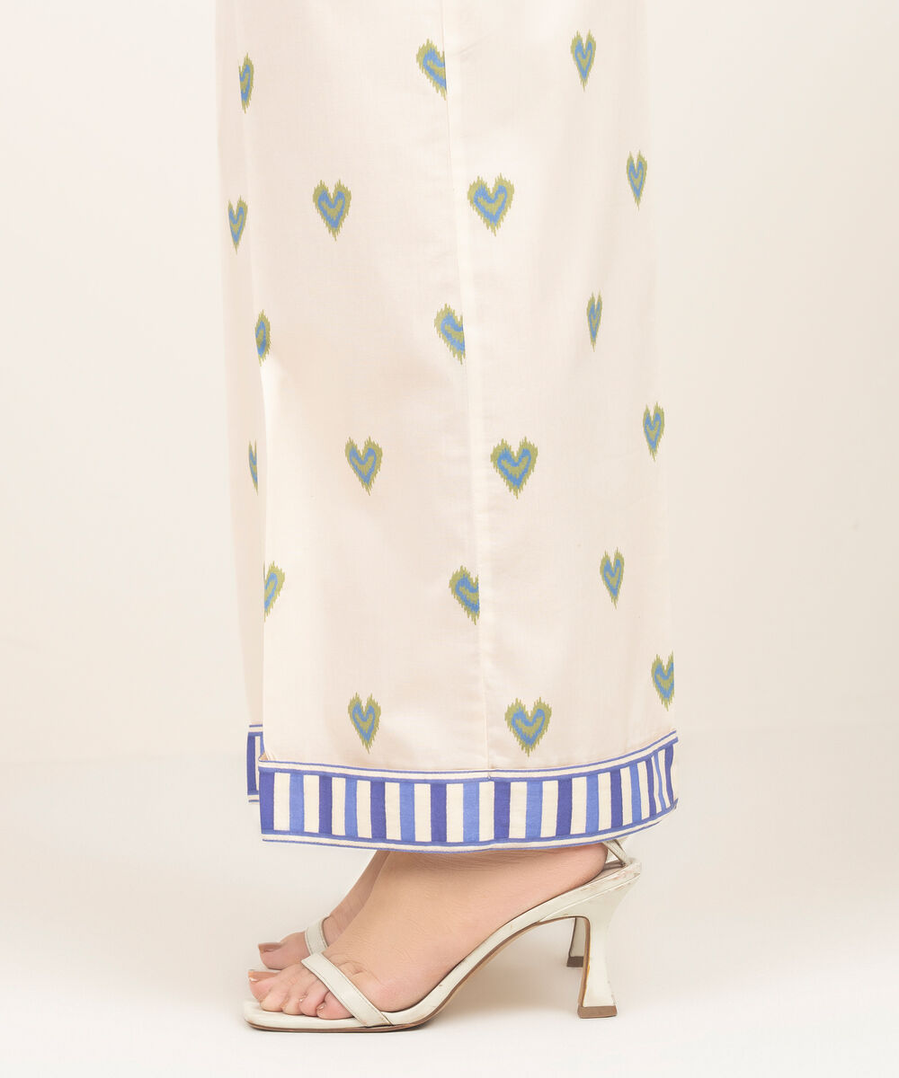 Women's RTW Cambric Printed Off White Culottes