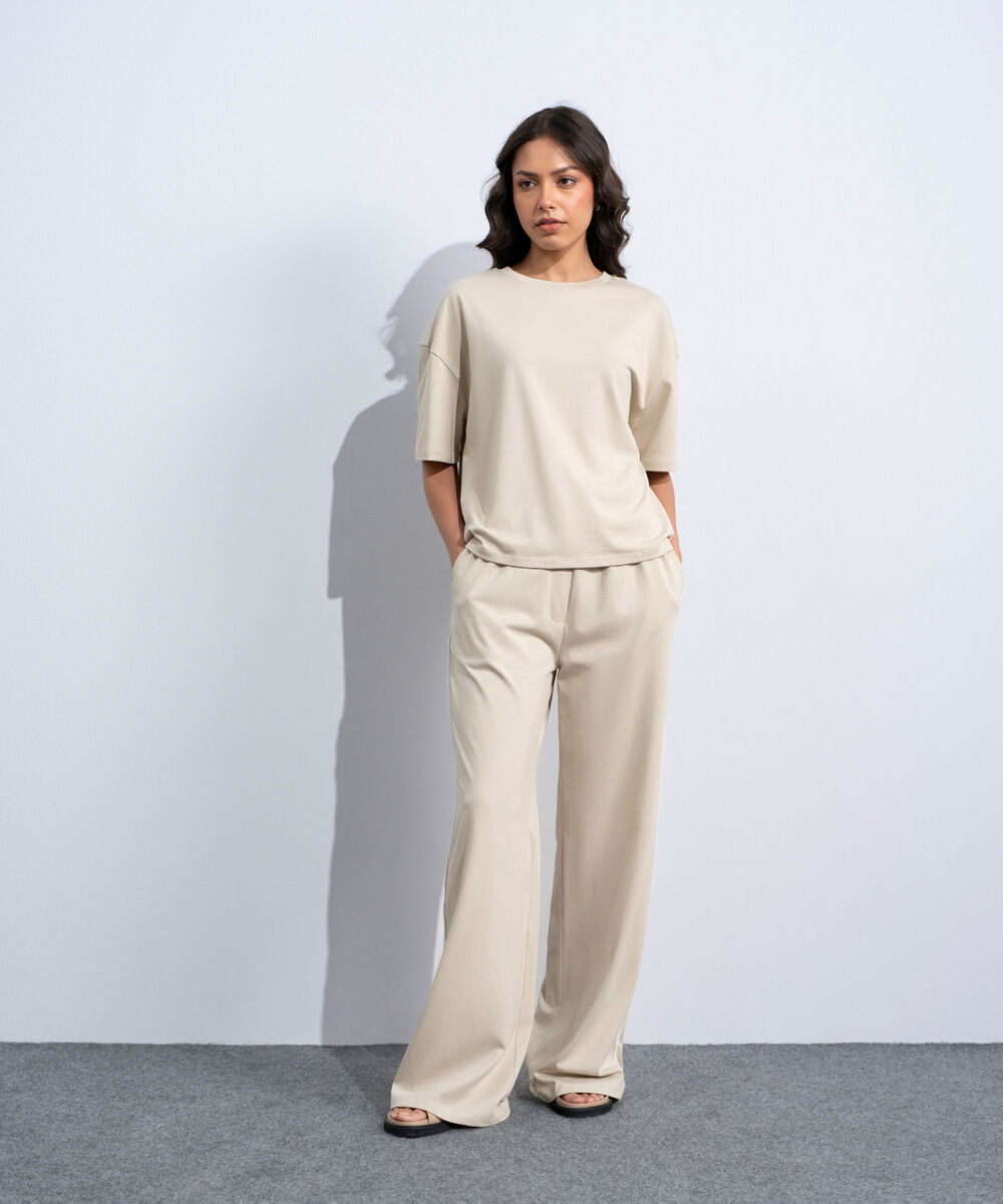 Women's Western Beige Pull-On Supima Trousers