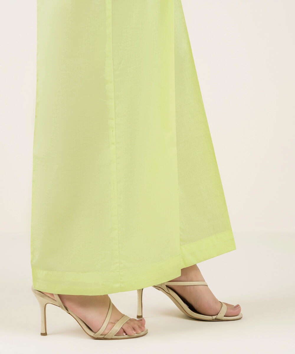 Women's RTW Cambric Solid Mint Green Flared Pants