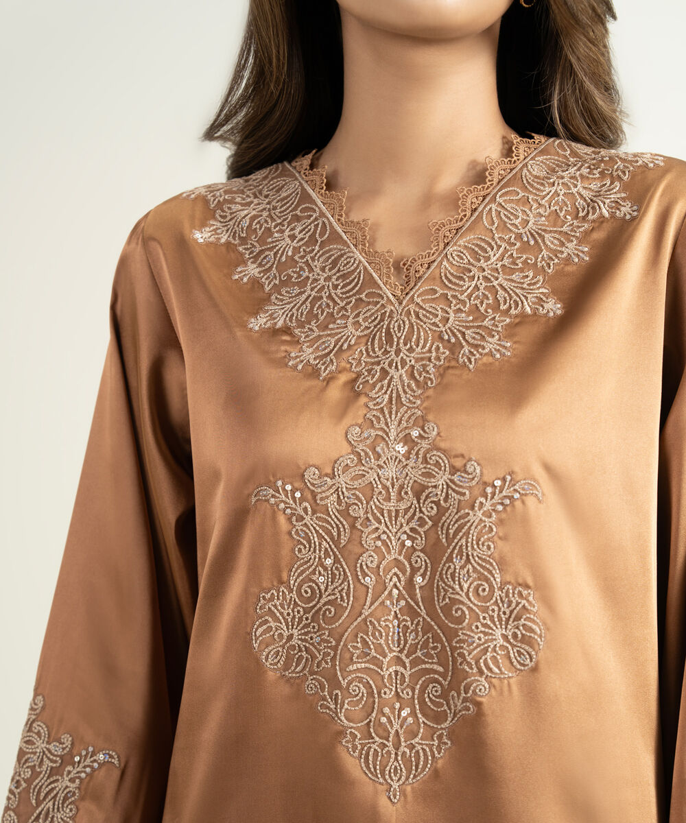 Women's Unstitched Blended Satin 3 Piece Suit