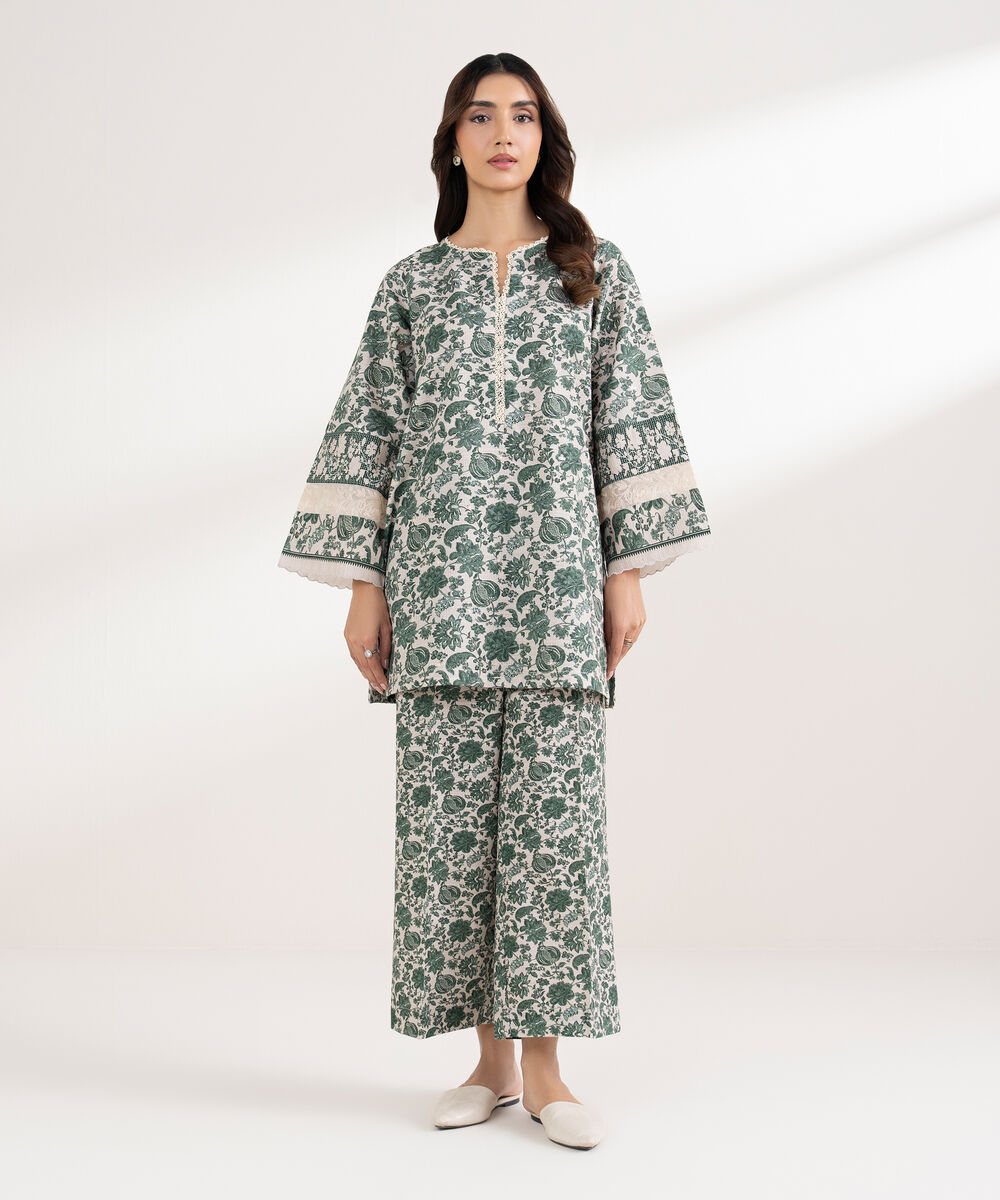 Women's RTW Light Khaddar Embroidered Straight Off White Shirt