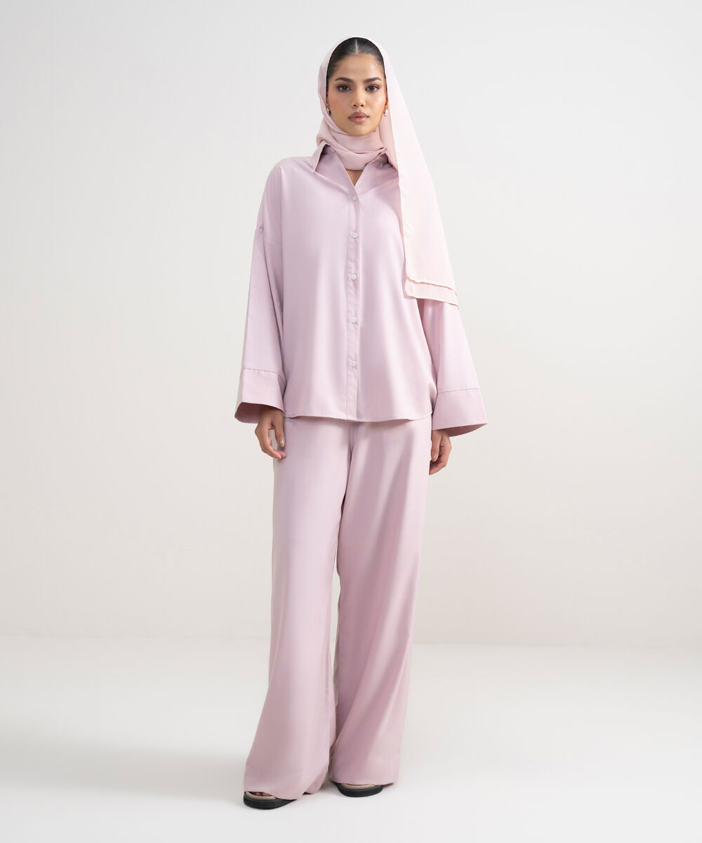 Women's Pink Oversize Button Down