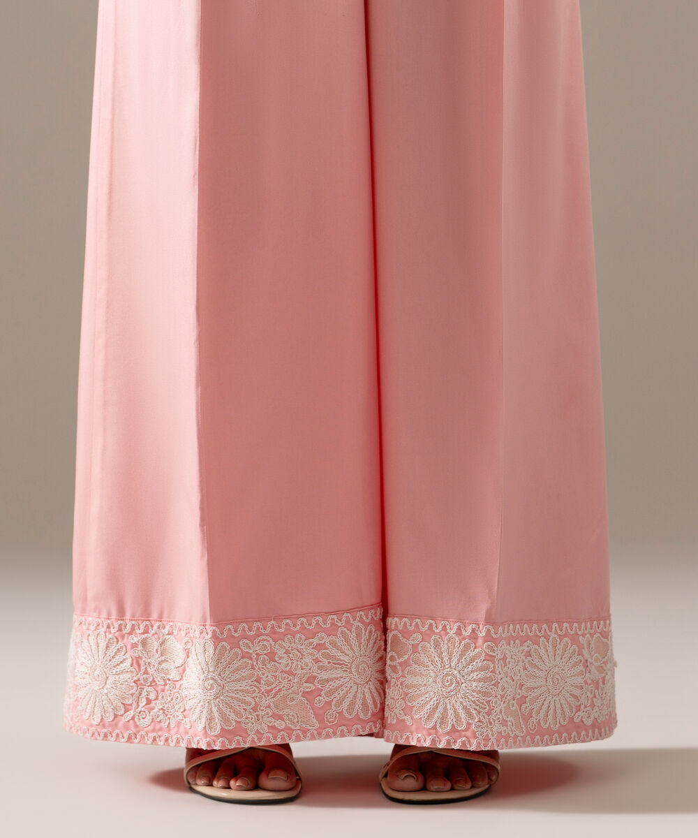 Women's RTW Viscose Marina Solid Pink Flared Pants
