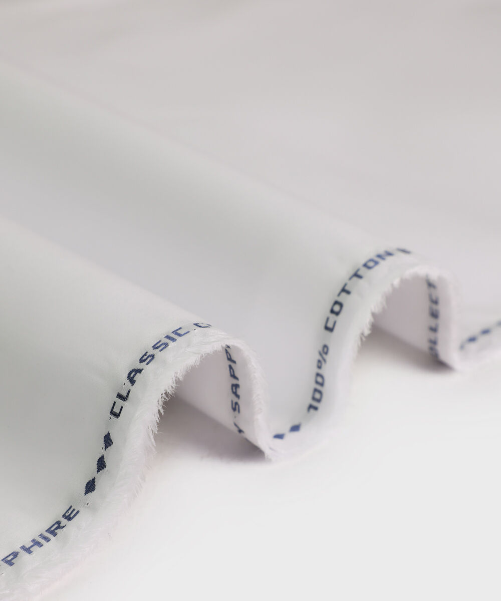 Men's Unstitched Fine Cotton White Full Suit Fabric