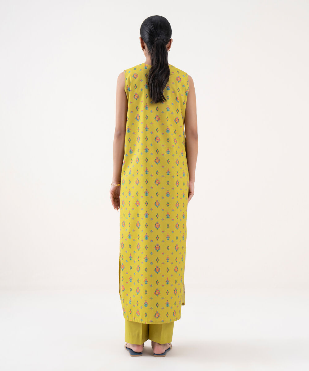 Women's Unstitched Lawn Printed Yellow 2 Piece Suit