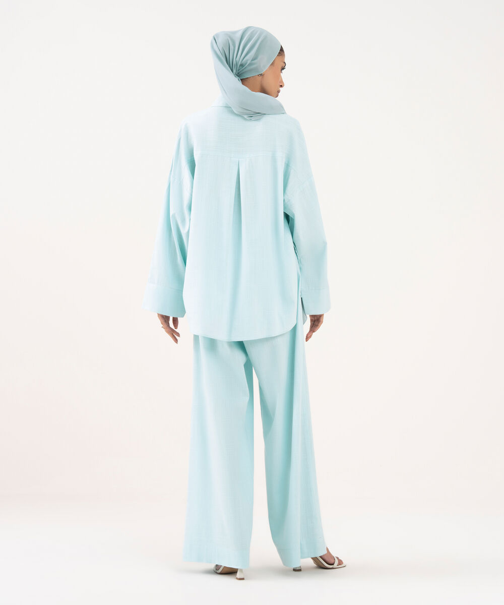 Women's Blue Viscose Modest Wear Top