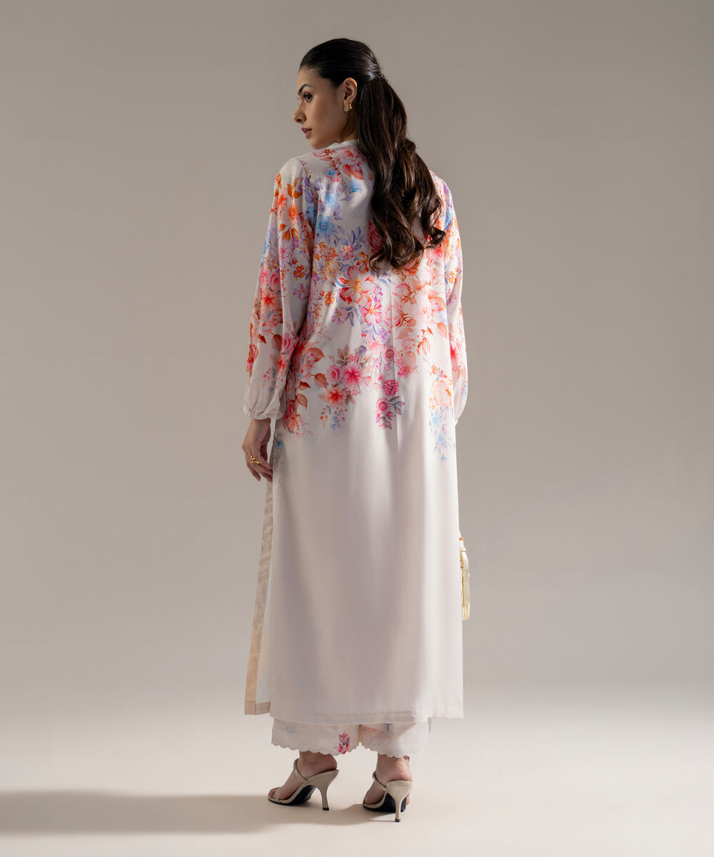 Women's RTW Printed Off White Blended Grip 2 Piece Suit