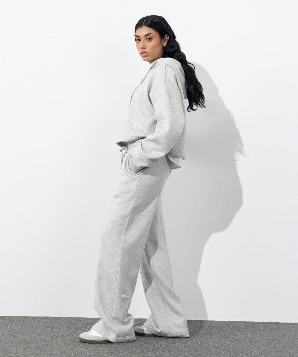 Women's Western Wear Grey Melange Pull-On Fleece Trousers