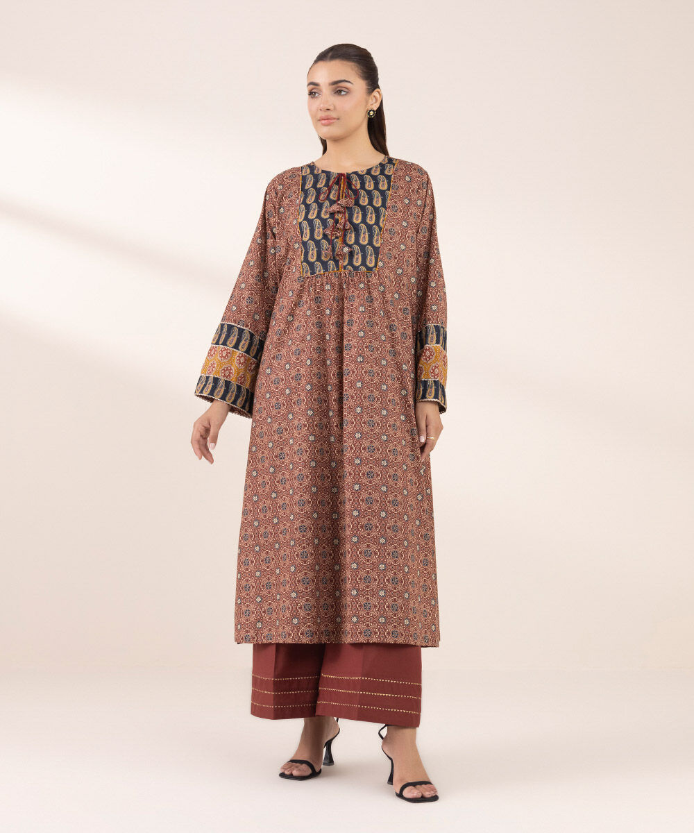 Women's RTW Lawn Red Printed A-Line Shirt