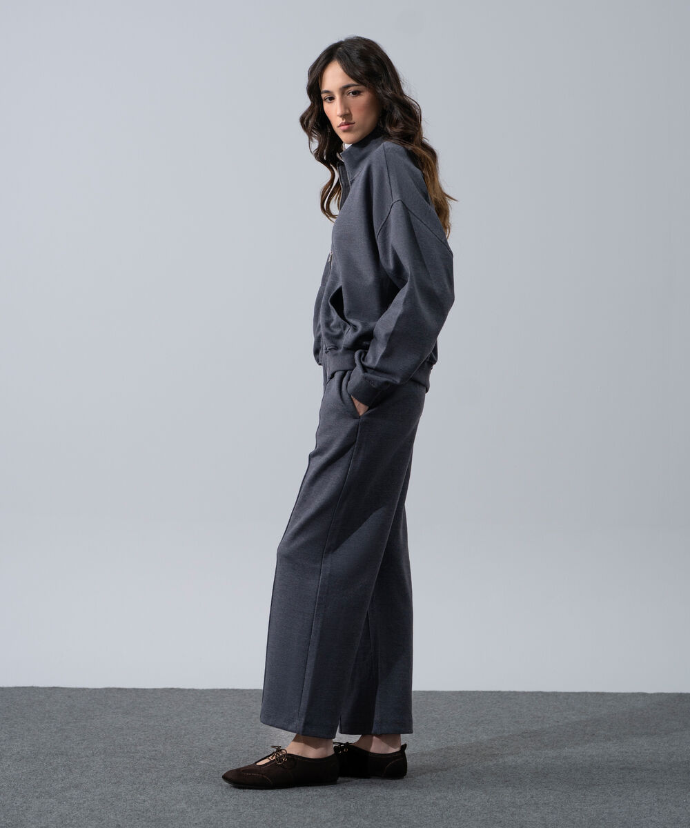 Women's Western Wear Grey Wide Leg Trousers