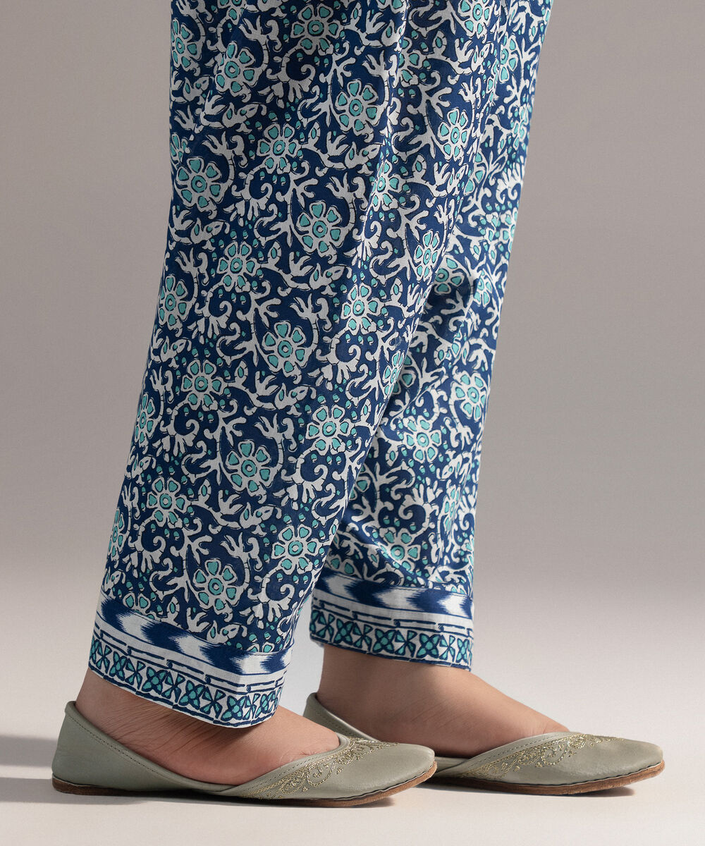 Women's RTW Crosshatch Printed Dark Blue Shalwar