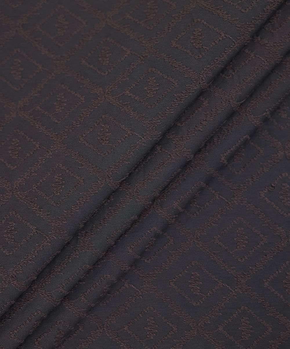 Men's Unstitched Cotton Schiffli Grey Kurta