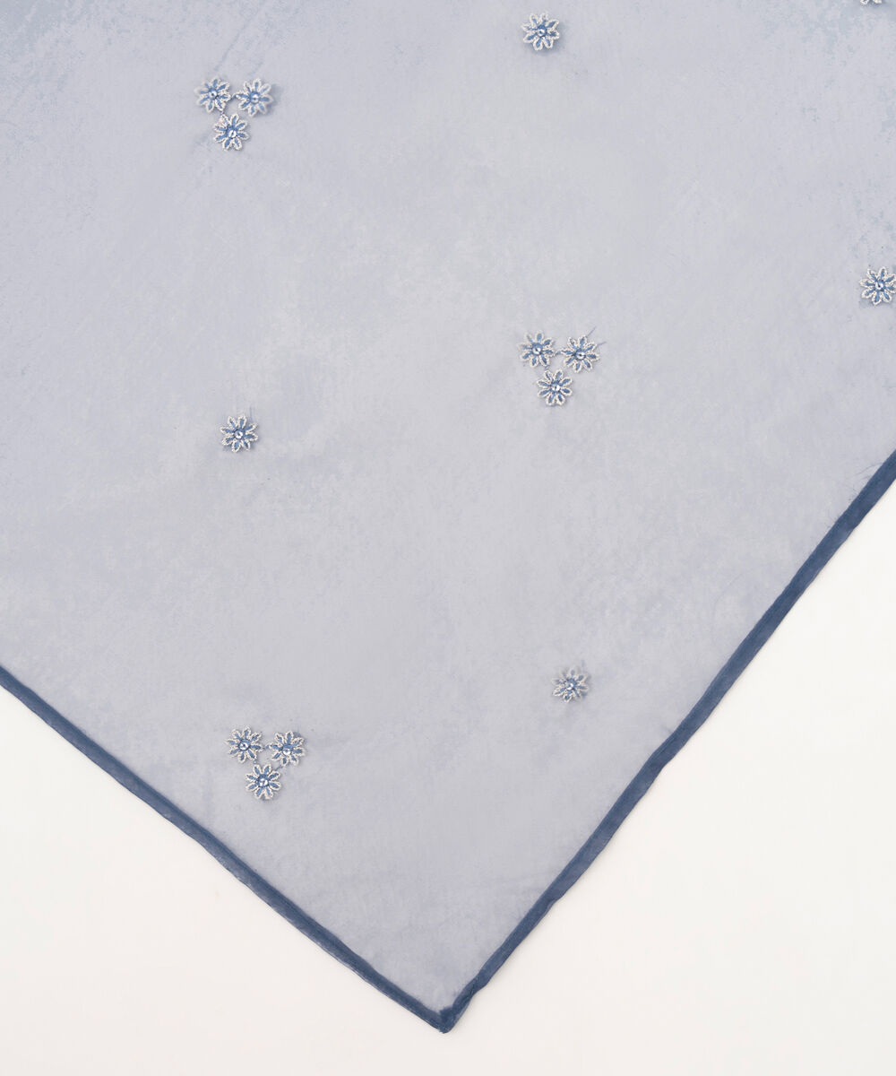 Blended Organza Embroidered Blue Dupatta