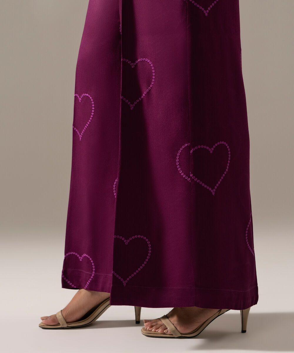 Women's RTW Bedford Solid Purple Flared Pants