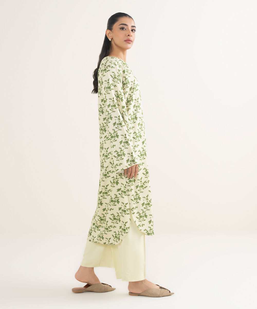 Women's RTW Bedford Printed Green Straight Shirt