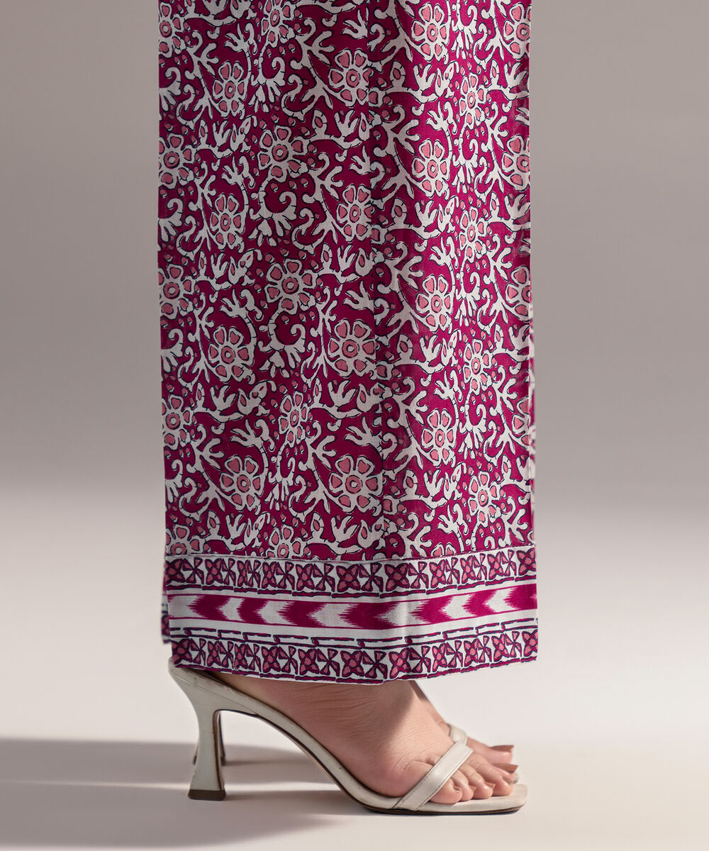 Women's RTW Crosshatch Printed Pink Culottes