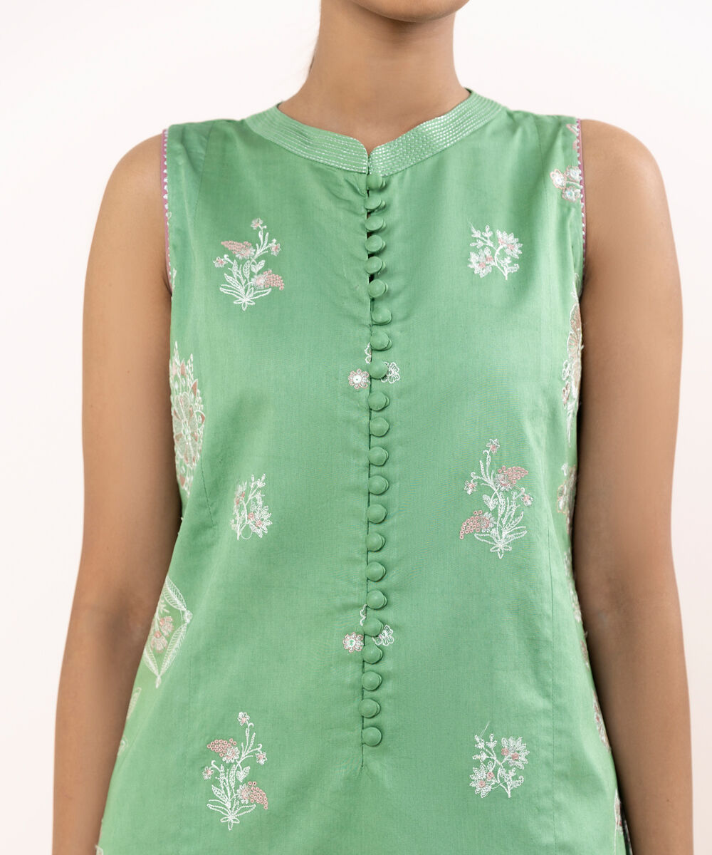 Women's Unstitched Light Cotton Satin Dyed Three Piece Suit