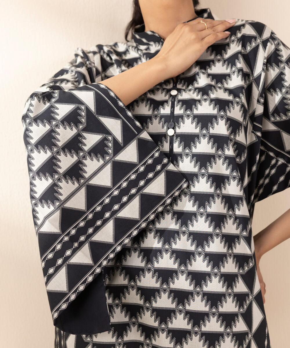 Women's Unstitched Lawn Printed Black 3 Piece Suit