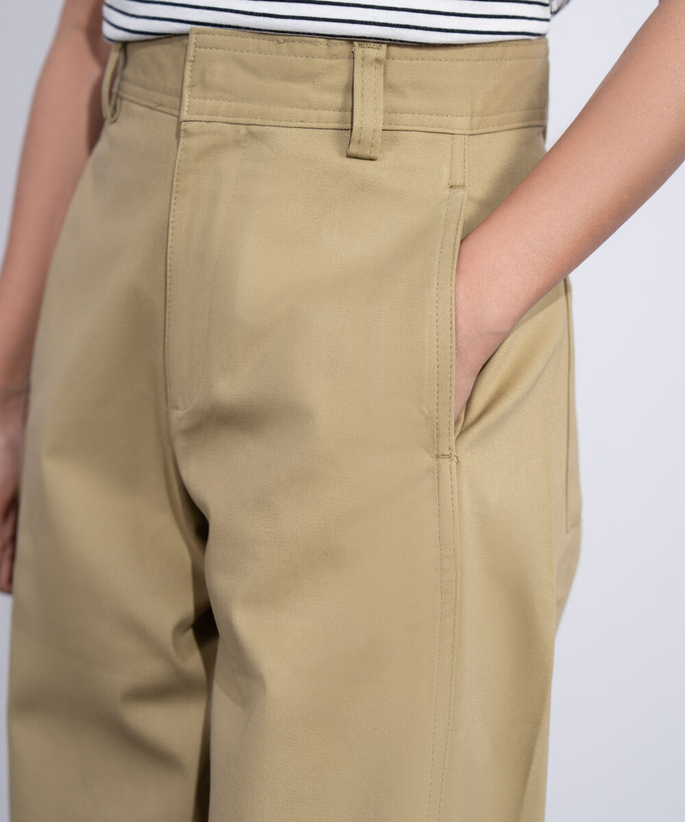 Women's Western Khaki Barrel Fit Chino Trousers
