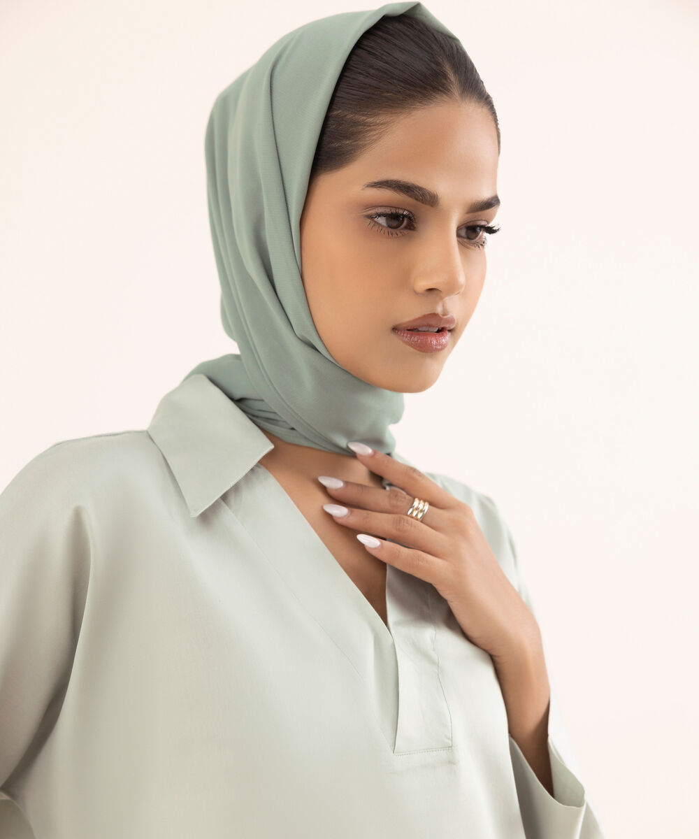 Women's Grey Cotton Modest Wear Top