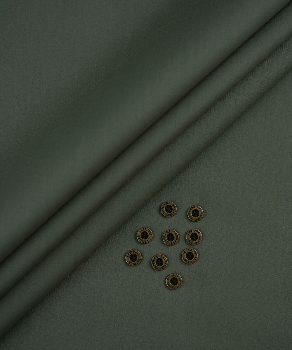 Men's Unstitched Olive Green Two Piece Premium Cotton Suit