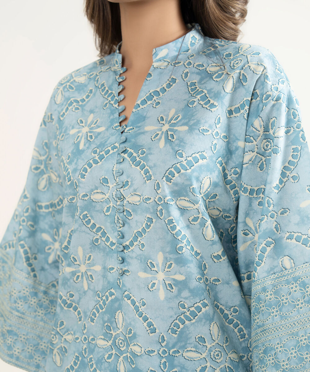 Women's Unstitched Lawn Printed Blue 2 Piece Suit