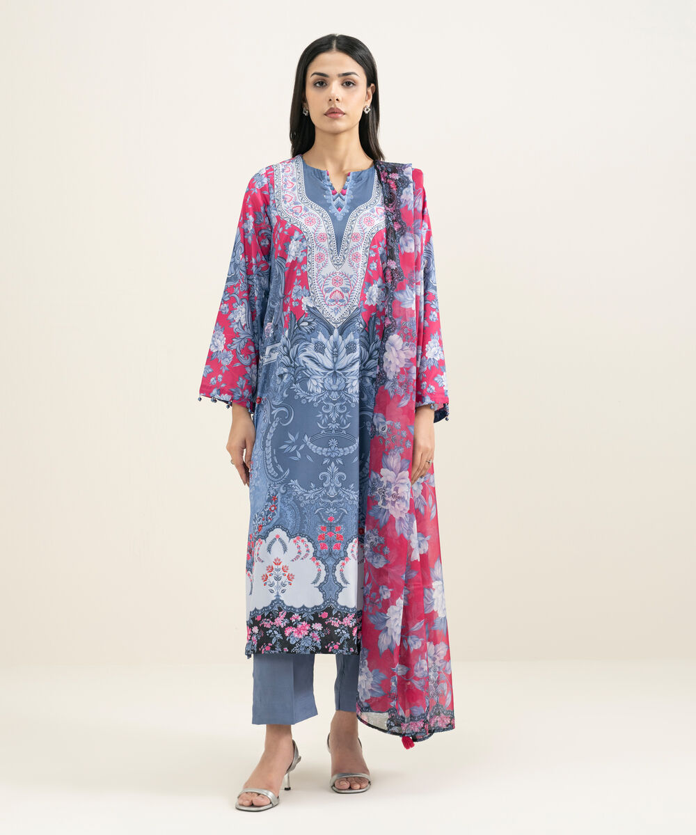 Women's RTW Blended Grip Silk Printed 3 Piece Suit