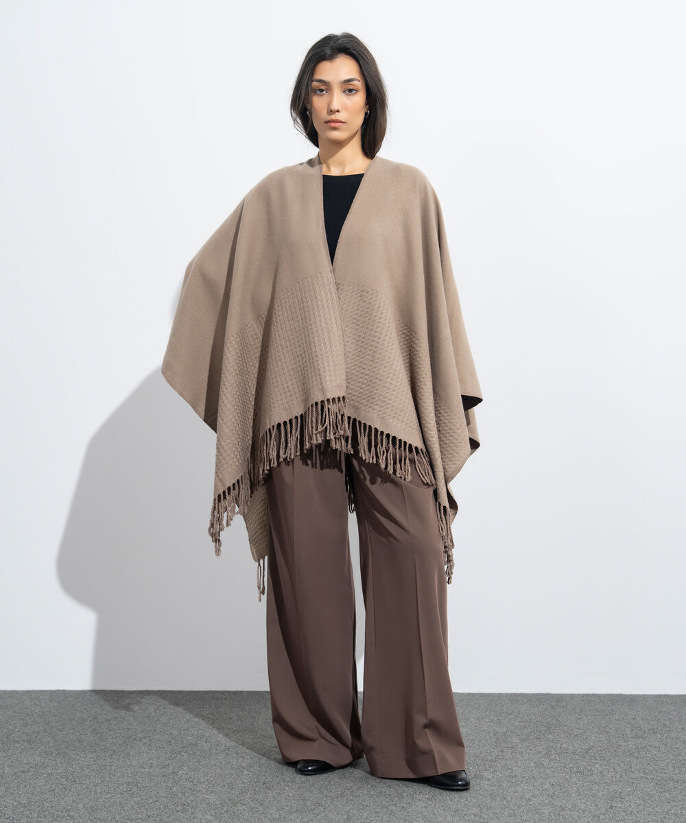 Women's Western Wear Sand Textured Cape Shawl