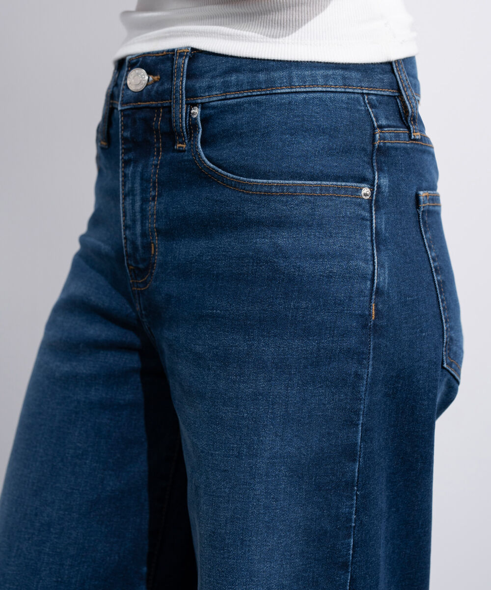 Women's Western Dark Blue Wash High Rise Wide Leg Jeans