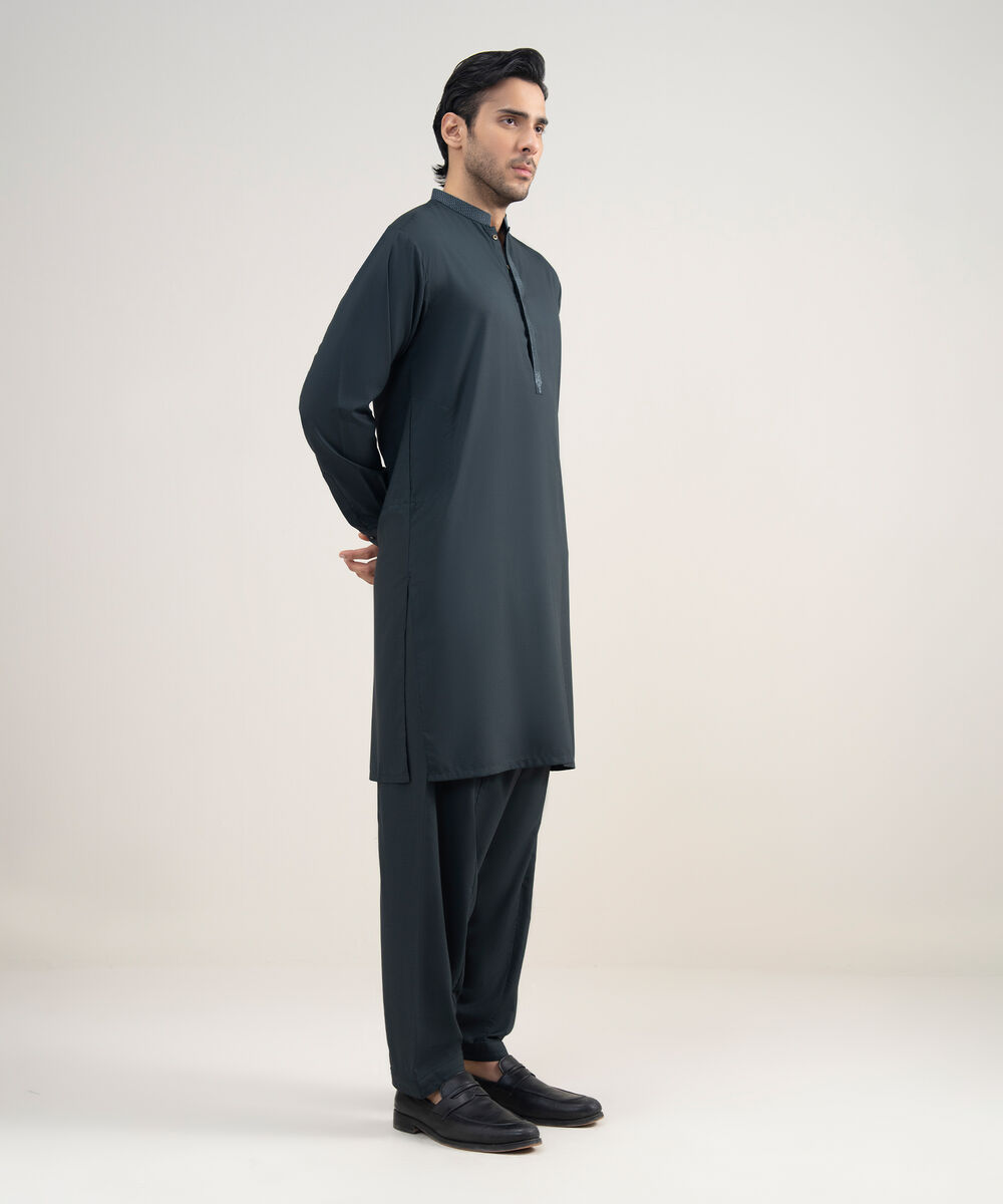Men's Stitched Premium Blended Dark Green Suit
