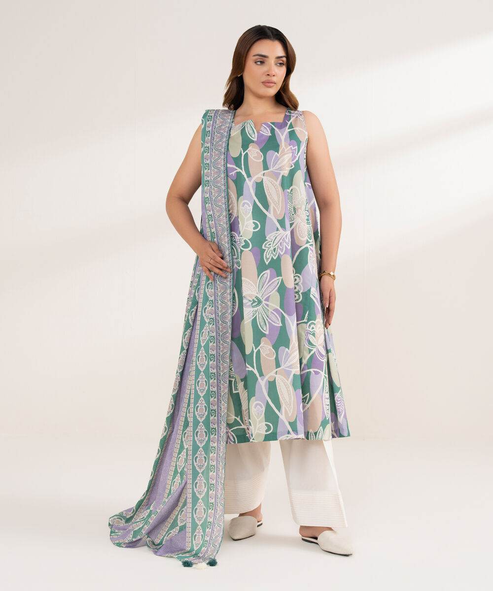 Women's Unstitched Lawn Printed Multi 2 Piece Suit