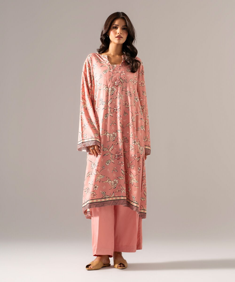Women's RTW Viscose Marina Printed Pink Straight Shirt