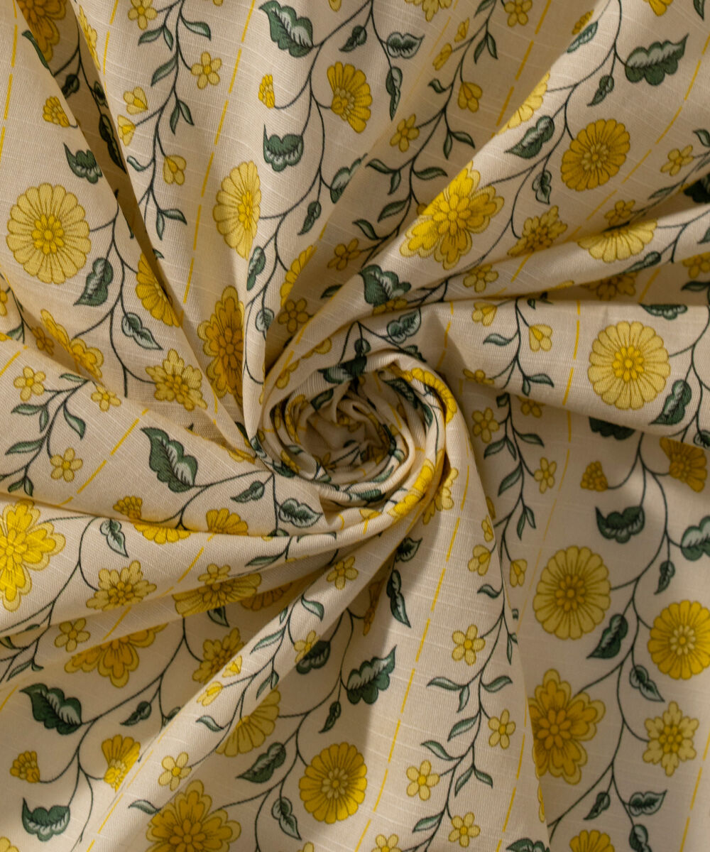 Women's RTW Khaddar Printed Pale Yellow Dupatta
