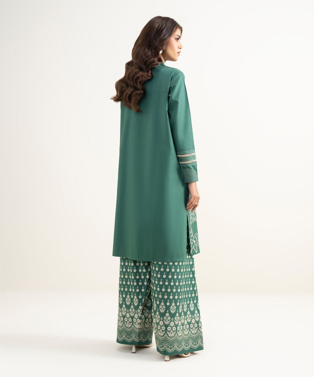 Women's Unstitched Lawn Embroidered Green 2 Piece Suit