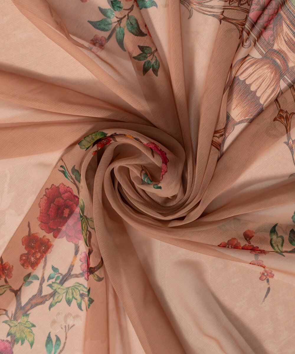 Women's RTW Blended chiffon Printed Mauve Dupatta
