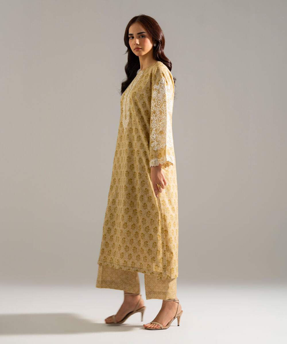Women's RTW Lawn Embroidered Yellow 2 Piece Suit