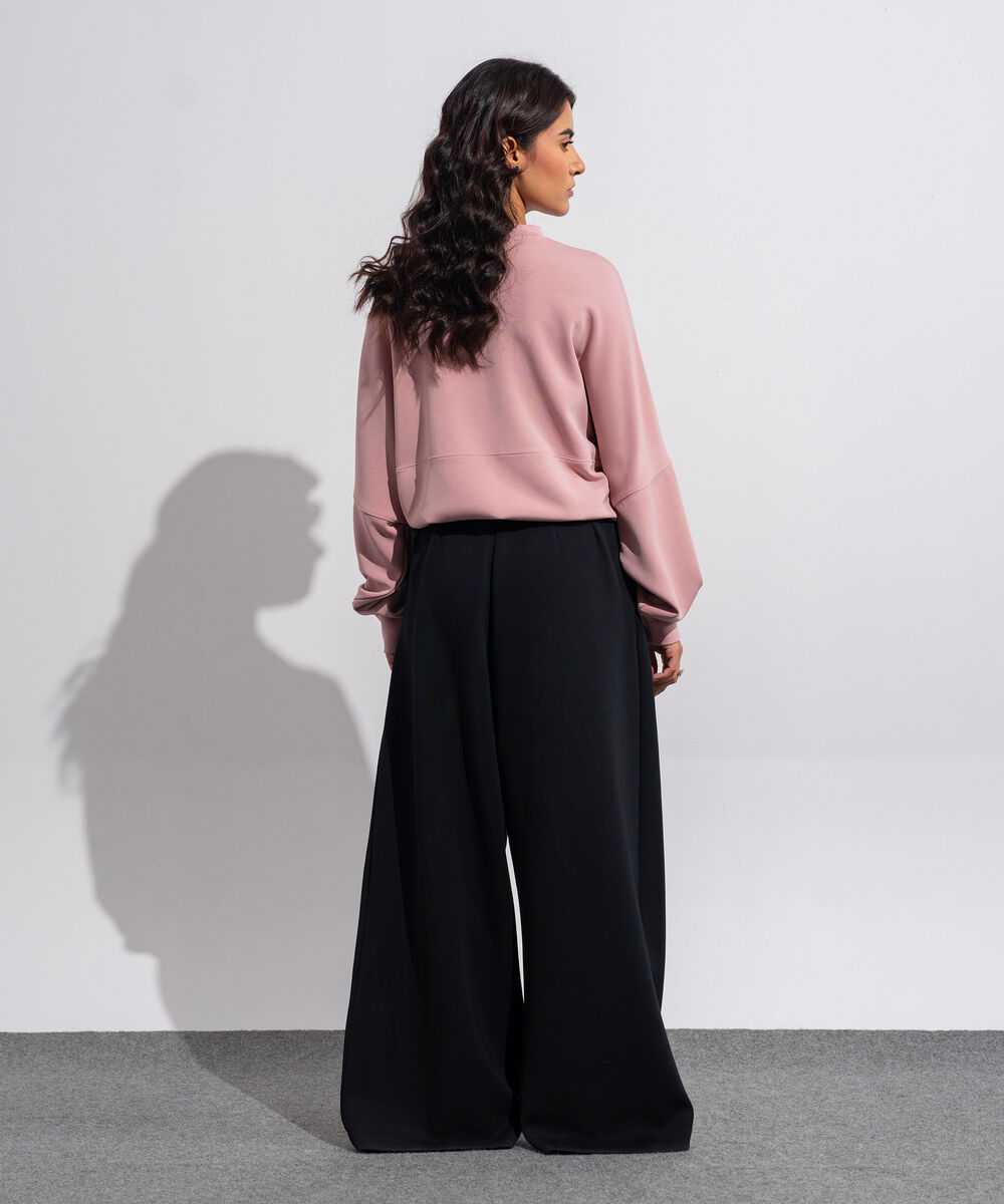 Women's Western Wear Black Soft-Lux Pleated Trousers