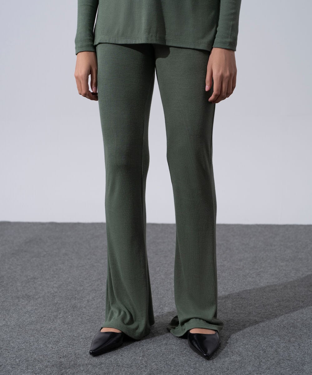 Women's Western Wear Green Slim-Fit Trousers