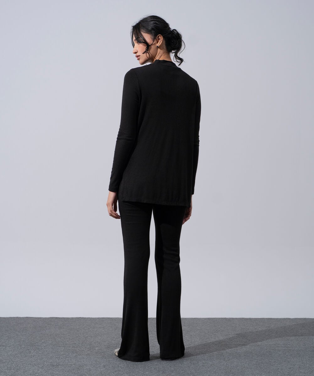Women's Western Wear Black Mock-Neck Knit Jumper