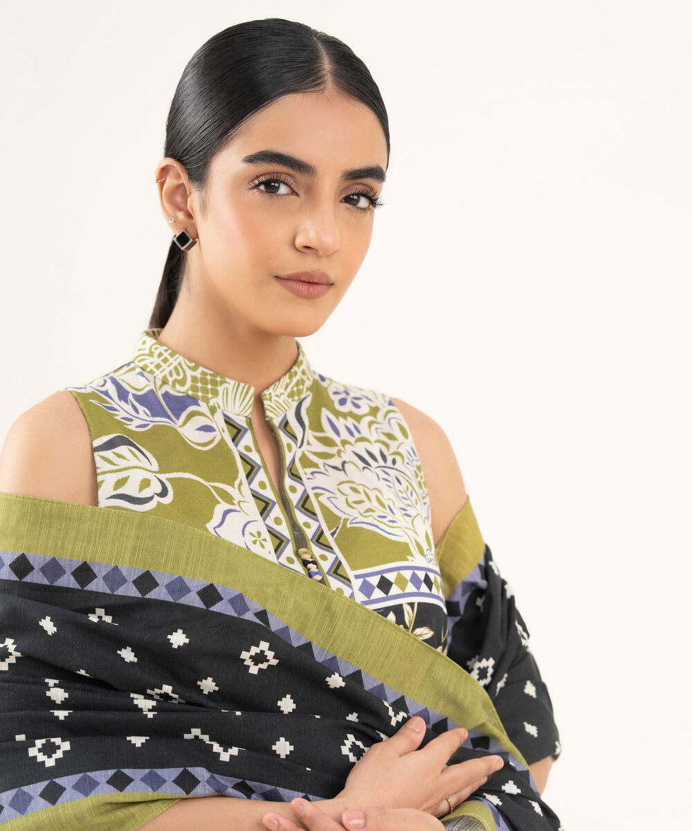 Women's Unstitched Light Khaddar Printed Multi 2 Piece Suit