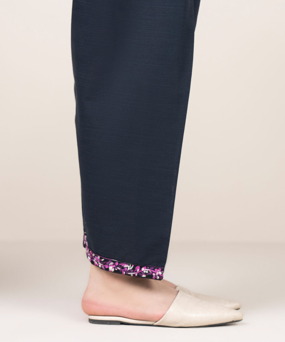 Women's RTW Khaddar Embroidered Black Shalwar