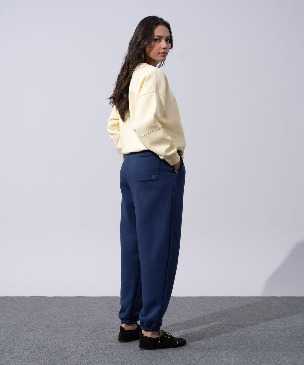 Women's Western Wear Navy Blue Fleece Jogger Trousers